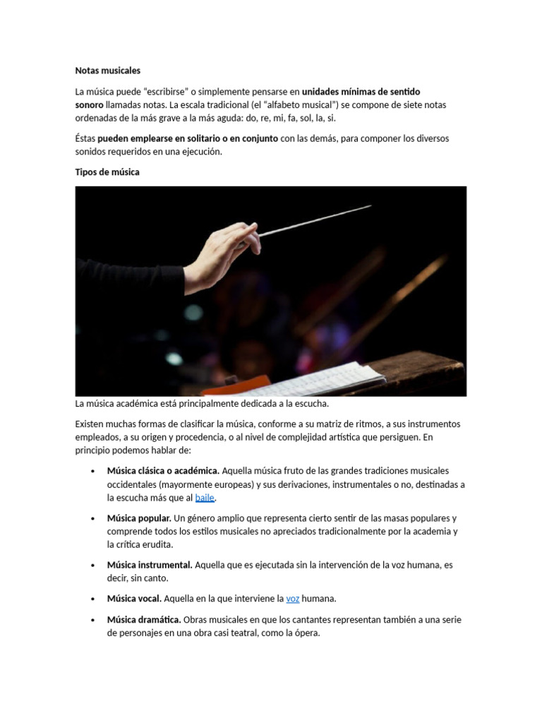 Tipos de música y notas musicales | PDF