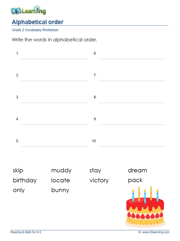 Grade 2 Alphabetical Order Worksheet | PDF