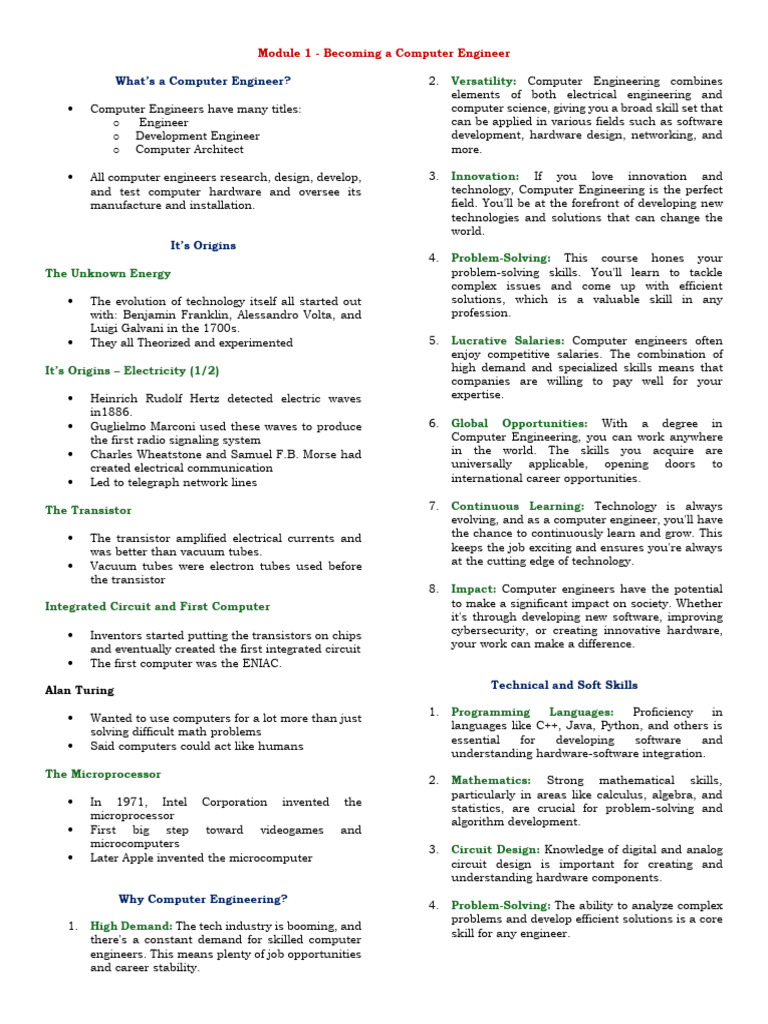 Module 1 - Becoming A Computer Engineer | PDF | Computer Security ...