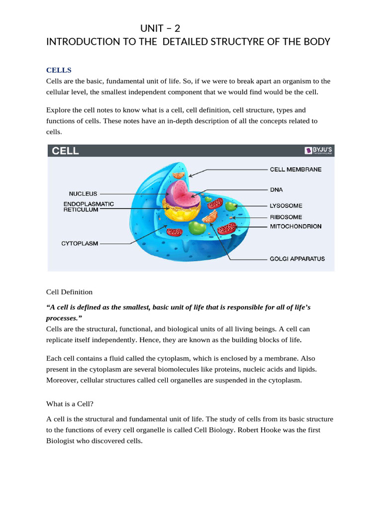 Understanding Cell Structure and Functions | PDF | Cell (Biology ...