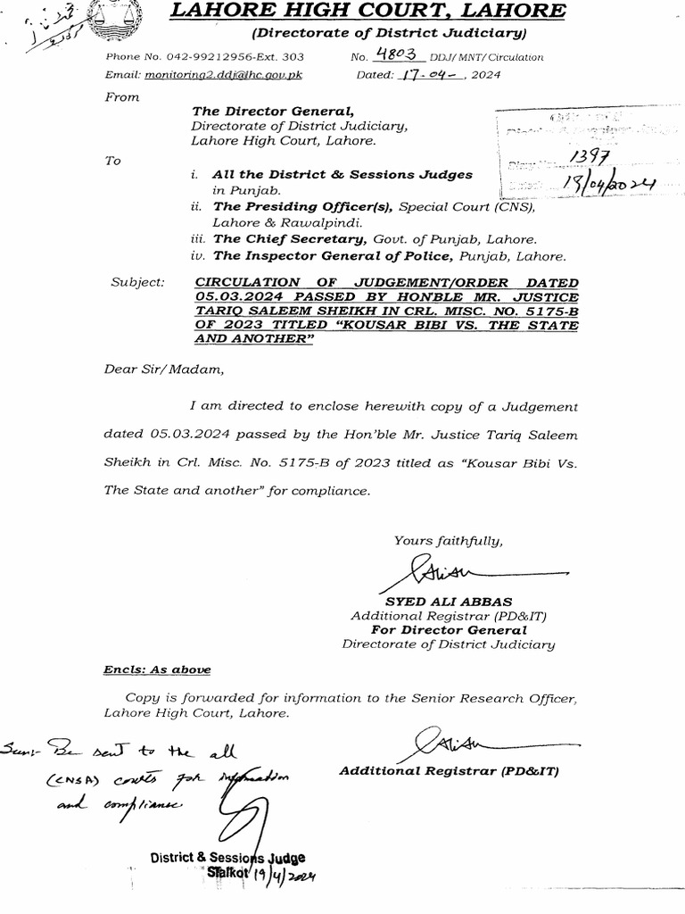 Lahore High Court Bail Judgment Summary | PDF | Law Enforcement | Crime ...