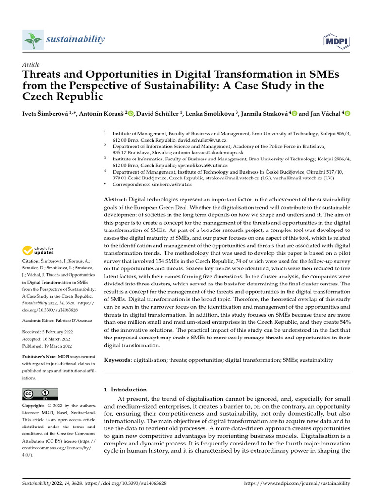 week 1 - Threats and Opportunities in Digital Transformation in SMEs ...