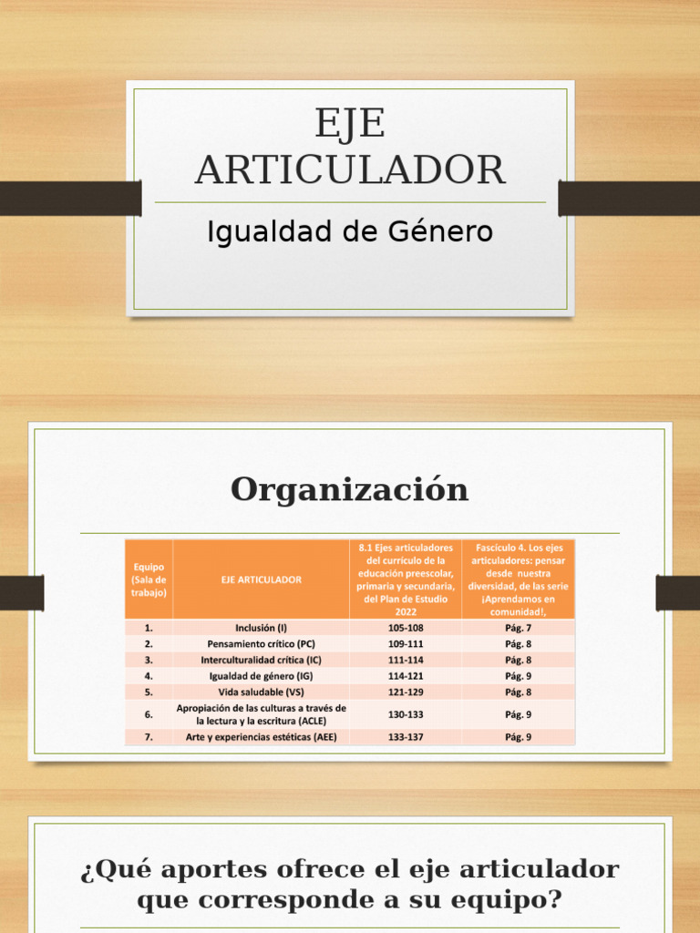 Eje Articulador: Igualdad de Género en Educación | PDF