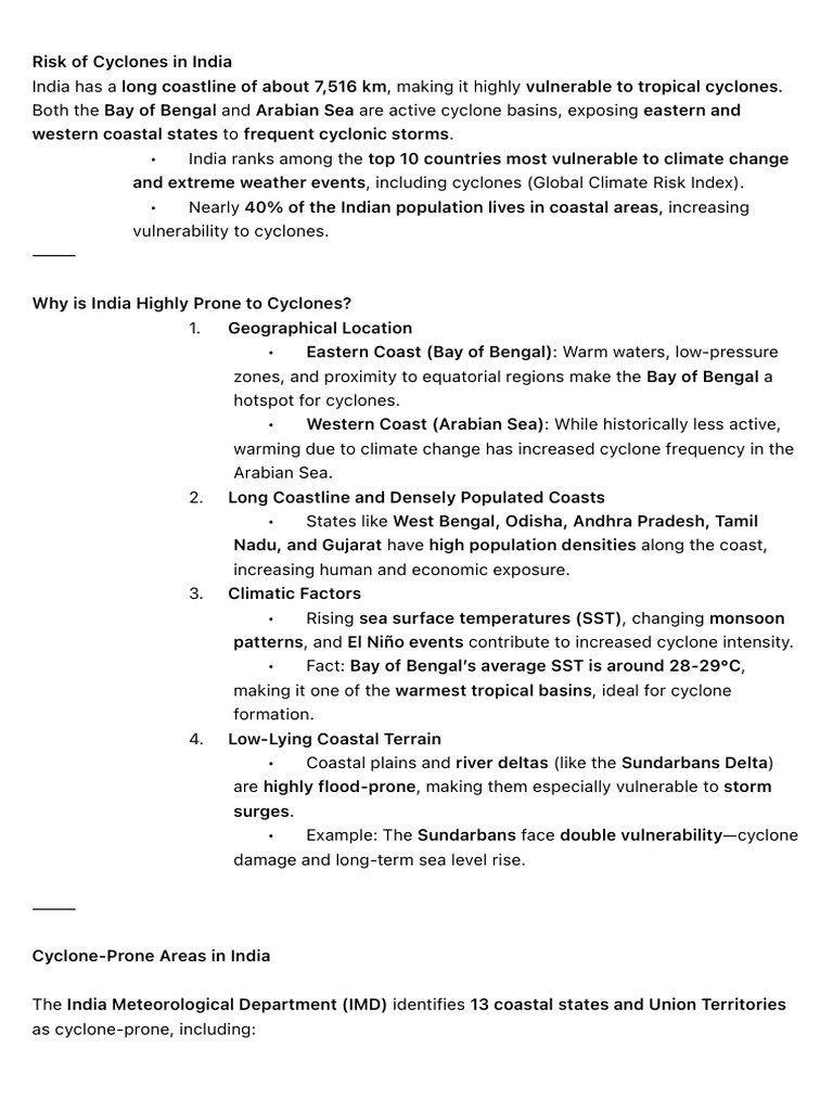 Cyclone Risk Factors in India | PDF | Tropical Cyclones | Sea Surface ...
