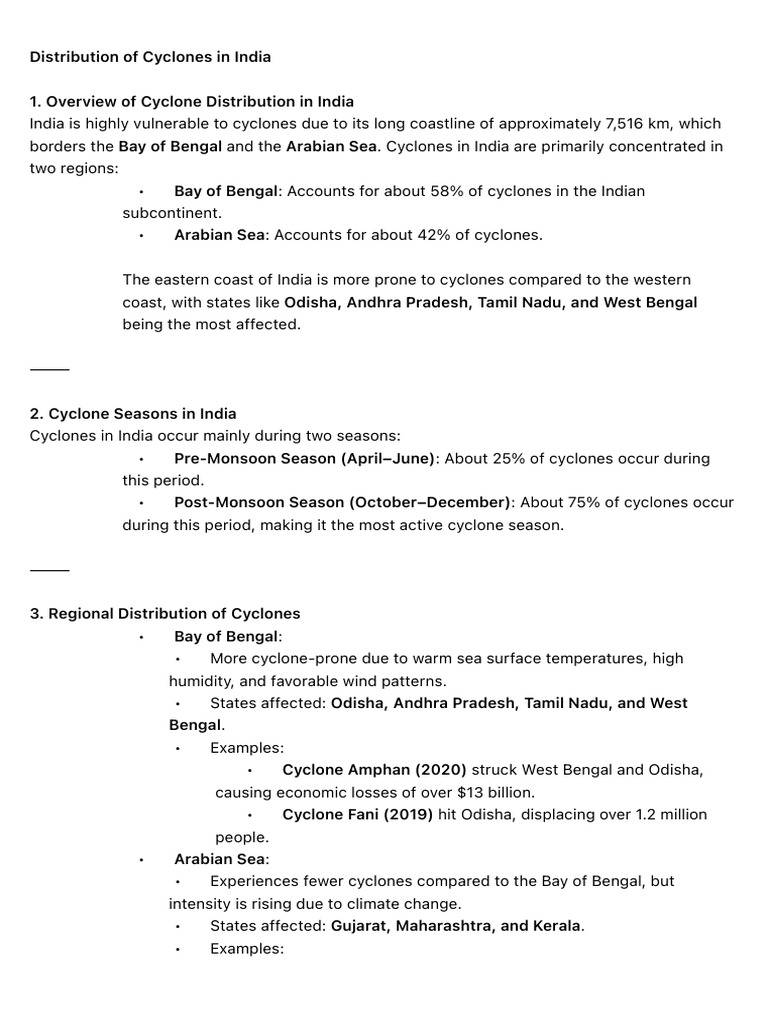 Cyclone Distribution and Impact in India | PDF | Tropical Cyclones ...