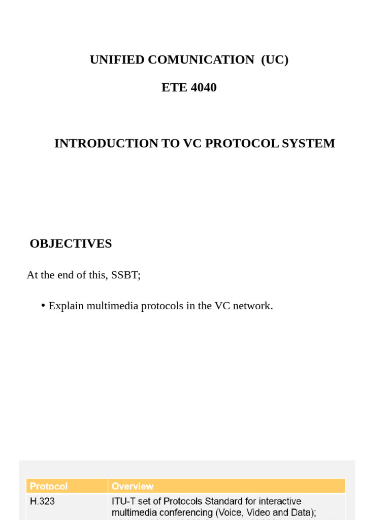 PP VI - ETE 4040-Introduction To VC Protocols | PDF | Session ...