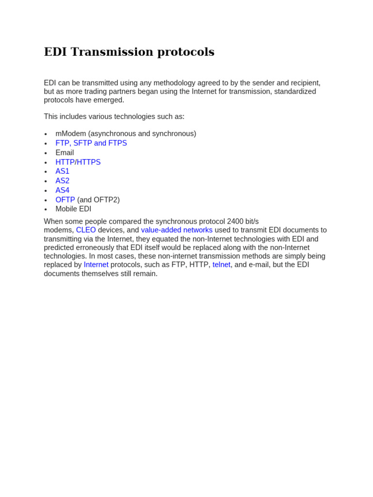 EDI Transmission Protocols Overview | PDF