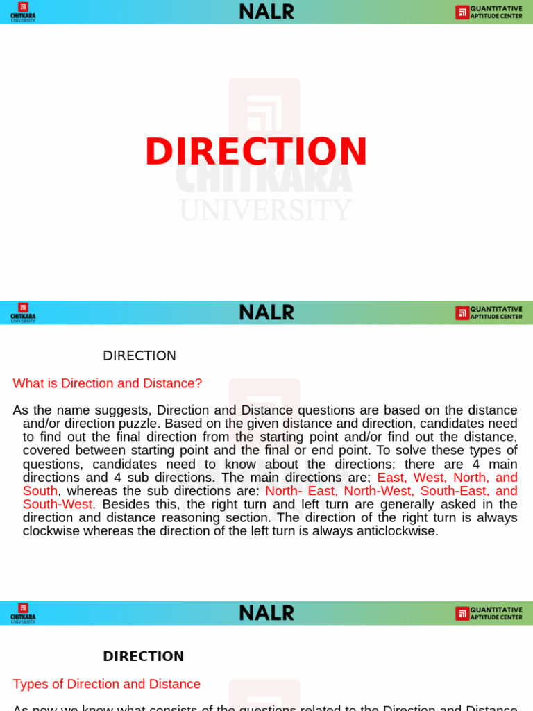 Direction and Distance Reasoning Guide | PDF | Space