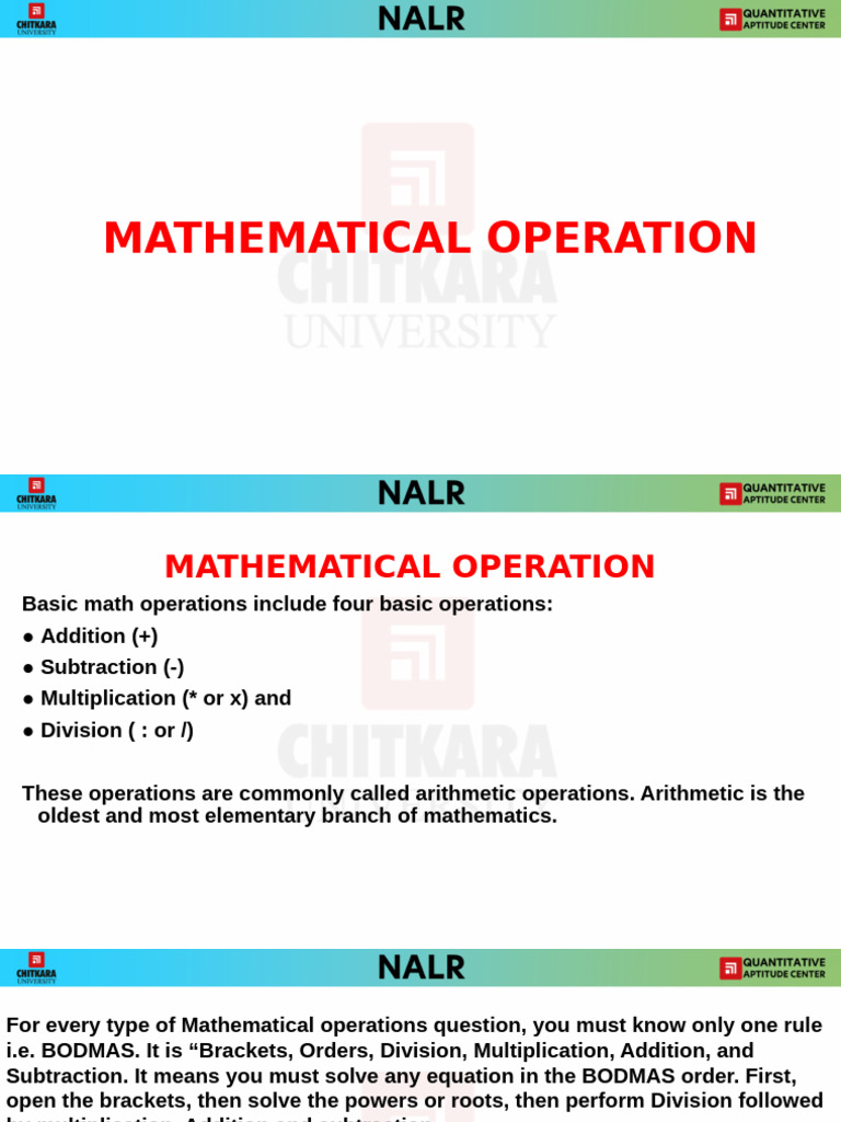 Basic Arithmetic Operations Explained | PDF | Multiplication | Division ...