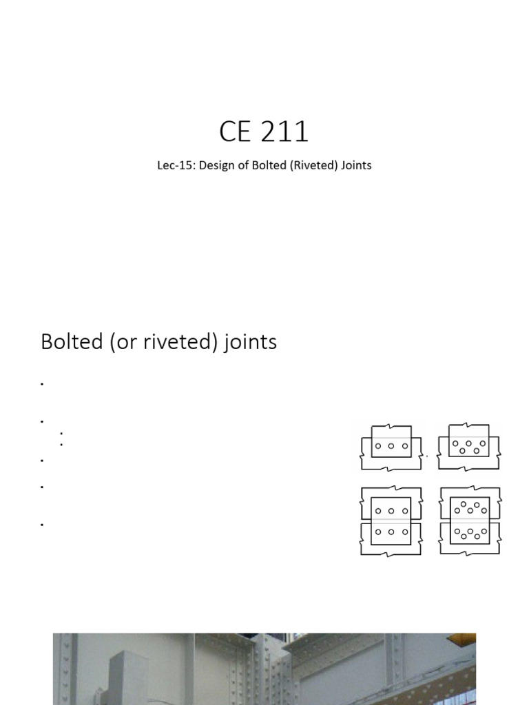 Lec 15 Bolted Riveted Joints | PDF | Stress (Mechanics) | Rivet