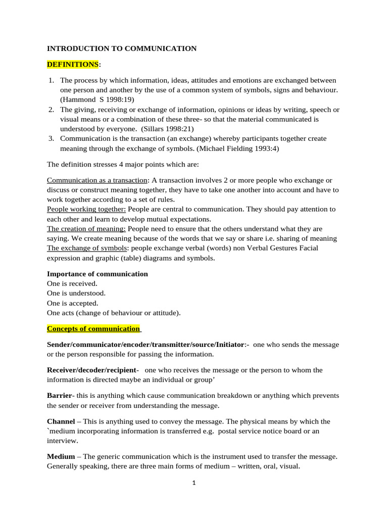 COMMUNICATION_NOTES | PDF | Communication | Nonverbal Communication