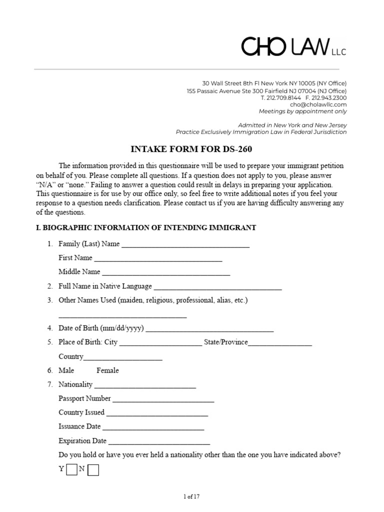 Mary - Applicant Intake DS260 | PDF | Social Security Number | Mail