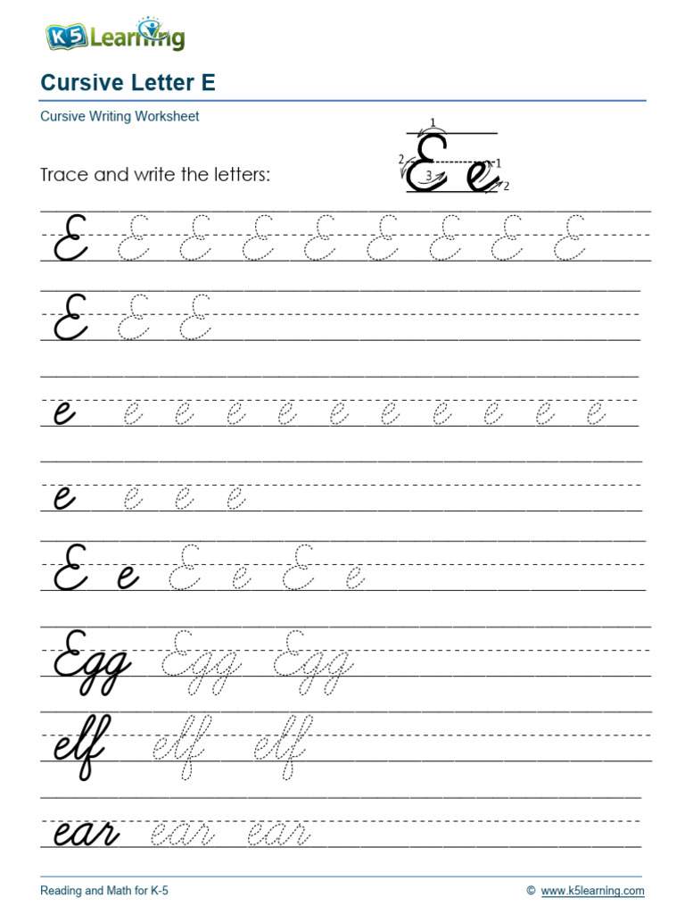 Handwriting Letters Ee Printable | PDF
