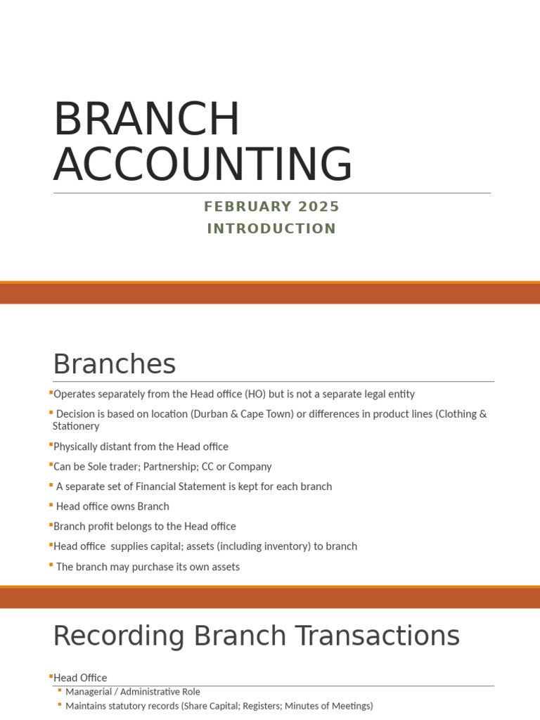 Branch Accounting Overview 2025 | PDF | Debits And Credits | Accounting