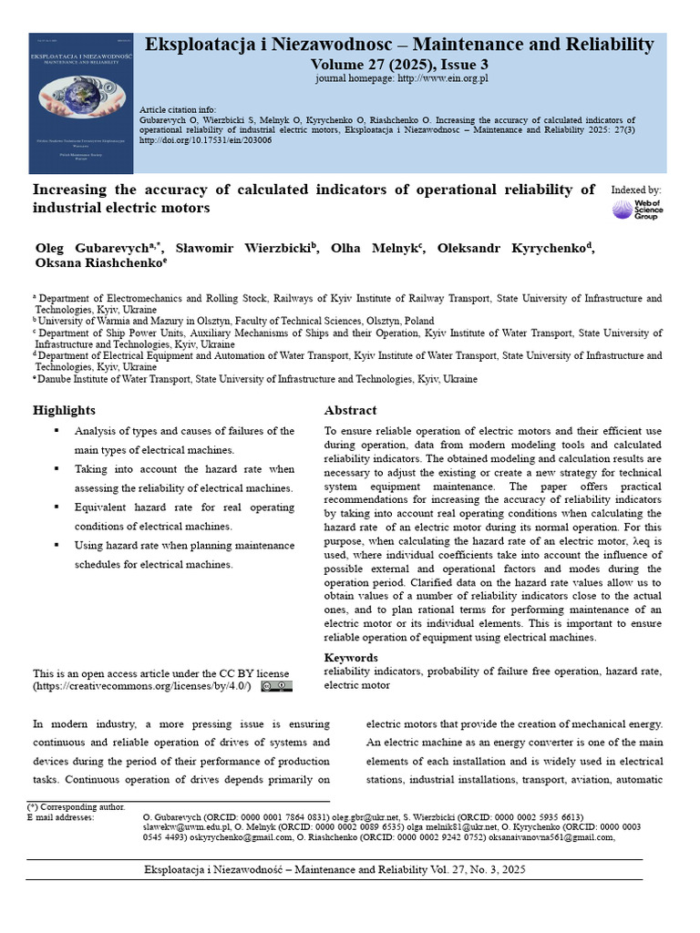Enhancing Reliability of Electric Motors | PDF | Reliability ...