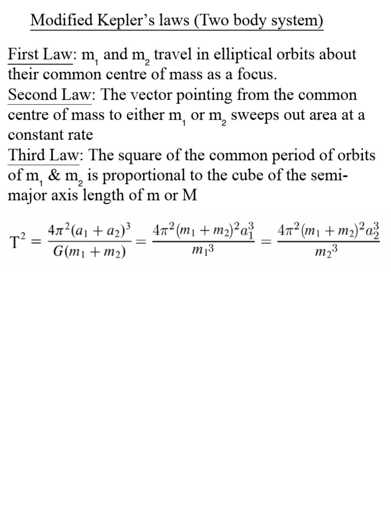Modified Kepler's Laws for Two-Body Systems | PDF