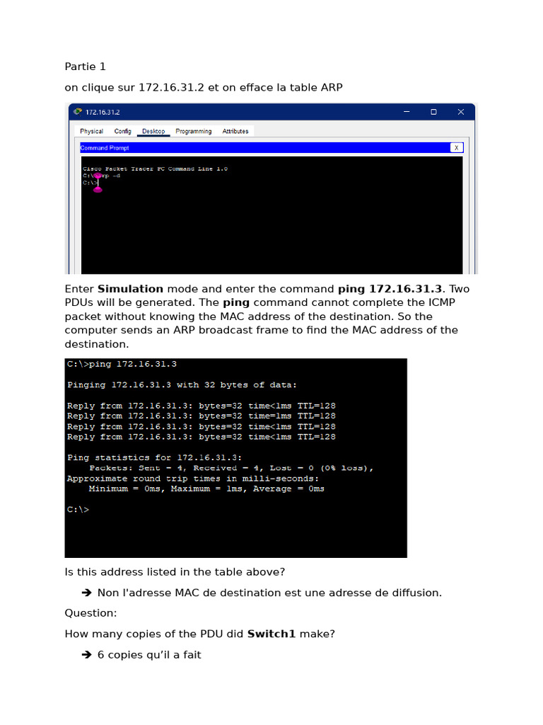 Ping and MAC Address Resolution | PDF