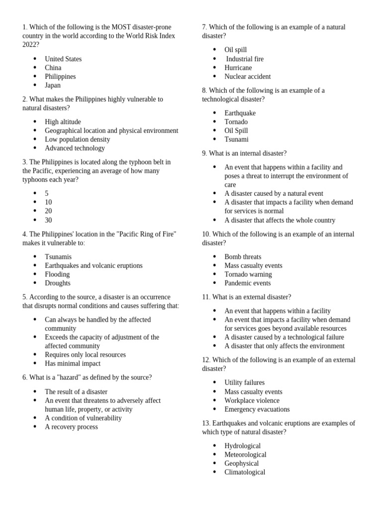 Disaster NSG Questions | PDF | Natural Disasters | Emergency Management