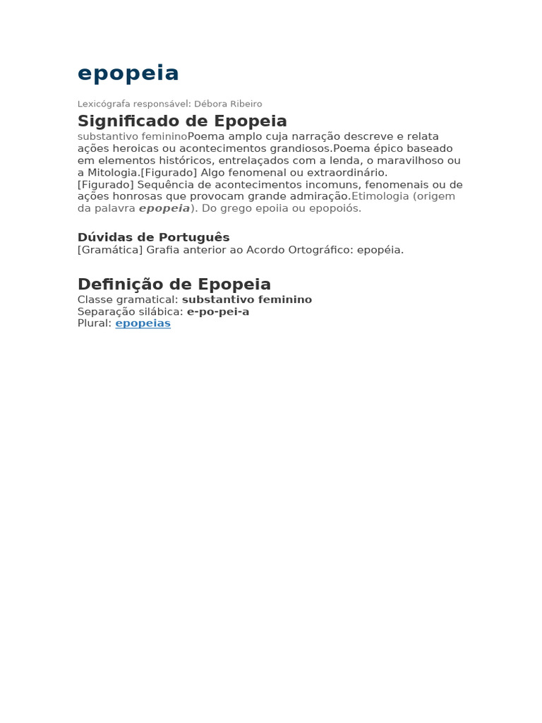 Definição e Separação Silábica de Epopeia | PDF