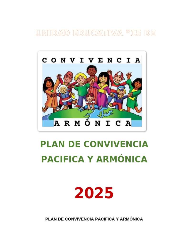 Plan de Convivencia Pacífica 2025 | PDF | Abuso infantil | Violencia