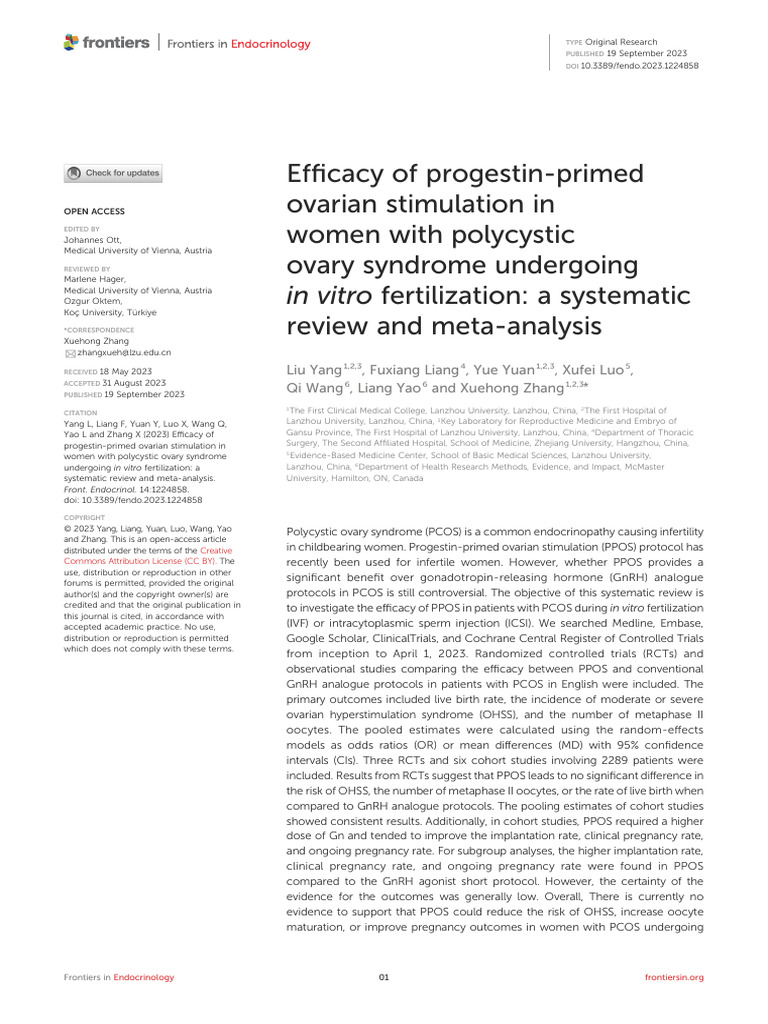 Photo inspiration: Visual Reference: Yang Efficacy Of Ppos For Pcos In Ivf Patients Pdf