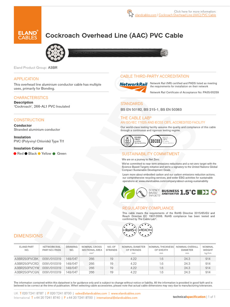 Cockroach Overhead Line Aac PVC Cable | PDF | Polyvinyl Chloride ...