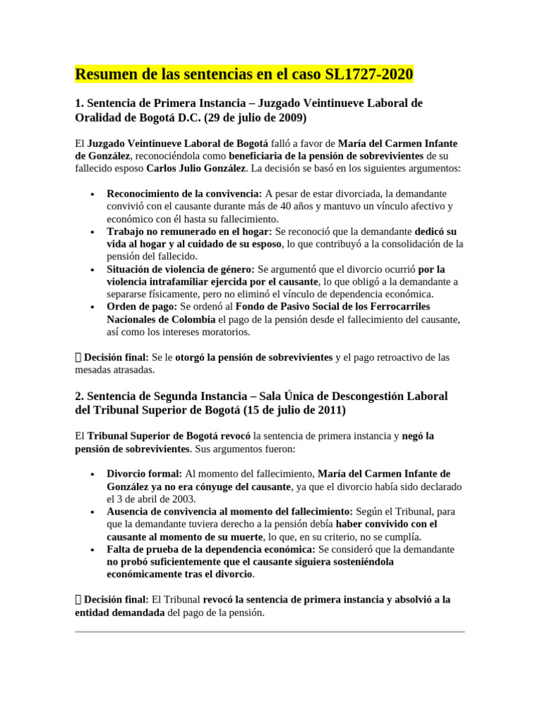 Resumen de Las Sentencias en El Caso SL1727 | PDF | Caso de ley | Justicia