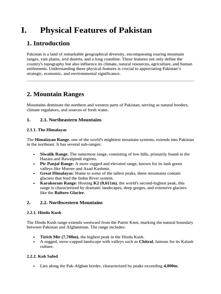 Physical Features of Pakistan - PK - STD - Ass - (Del) | PDF | Indus ...