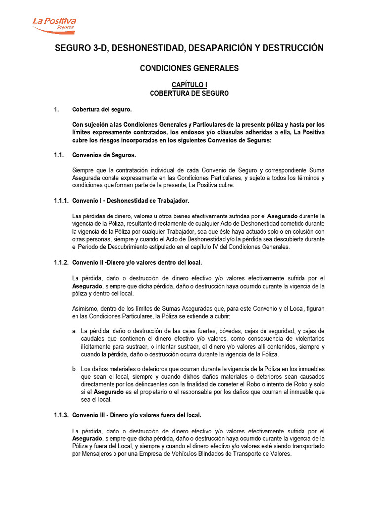 Condiciones Generales | PDF | Póliza de seguros | Cheque