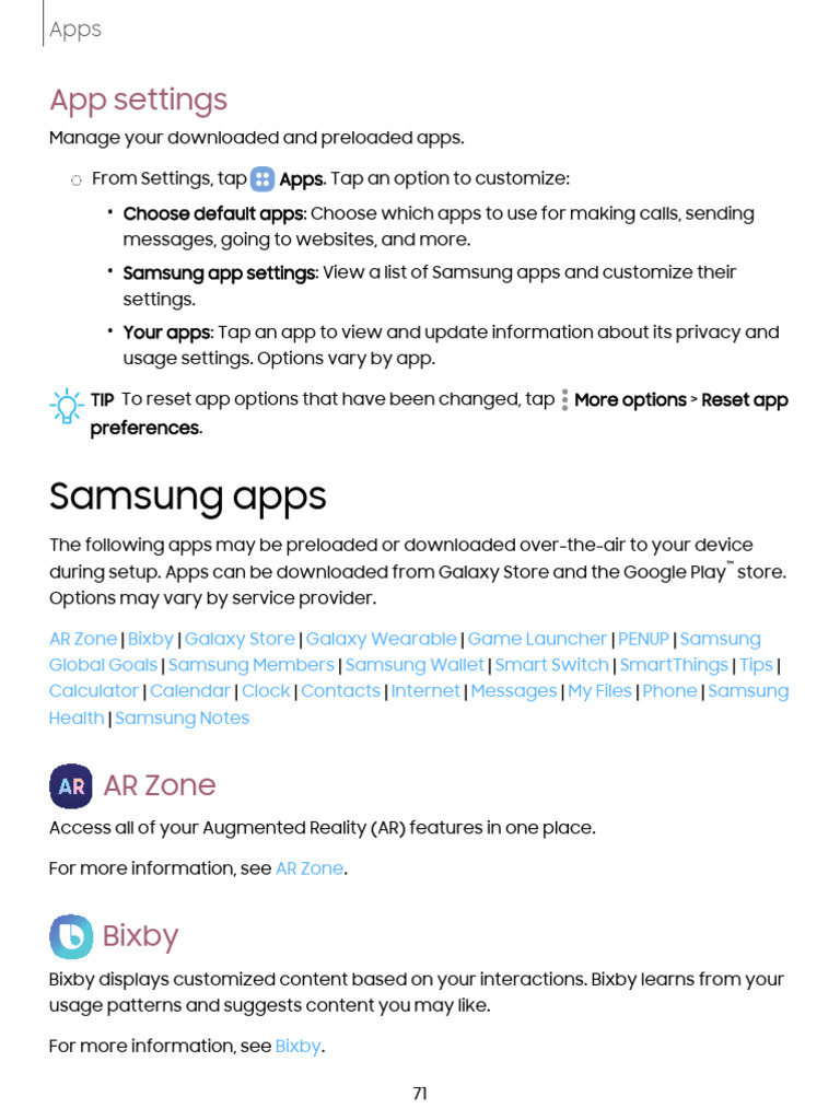 Samsung Apps: App Settings | PDF | Mobile App | Google Play