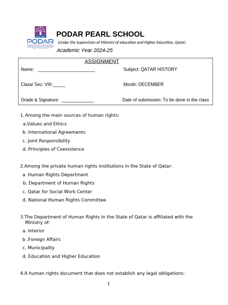 Qatar History Assignment: Human Rights | PDF | Human Rights | Rights
