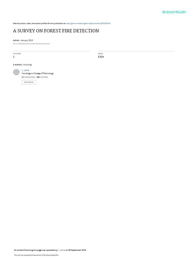 Forest Fire Detection Techniques Survey | PDF | Wavelet | Image ...