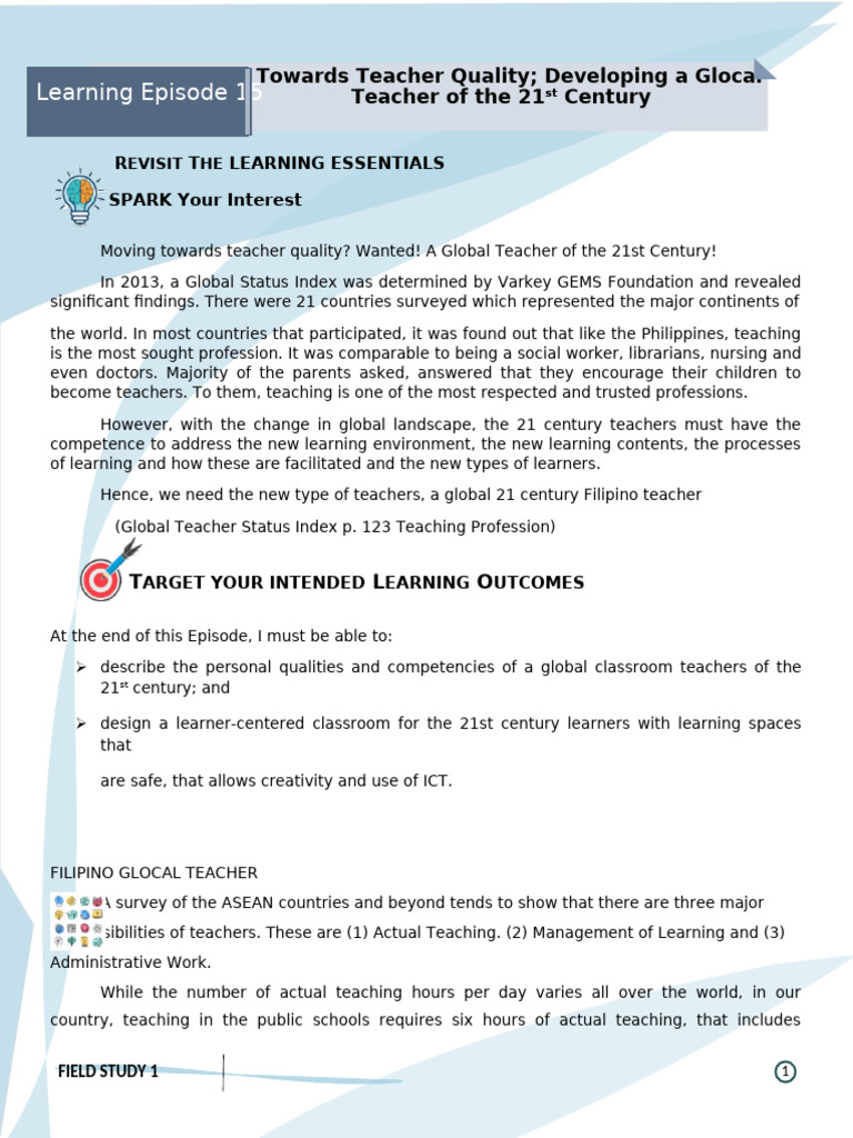 Global Teacher Competencies for 21st Century | PDF | Learning | Teachers