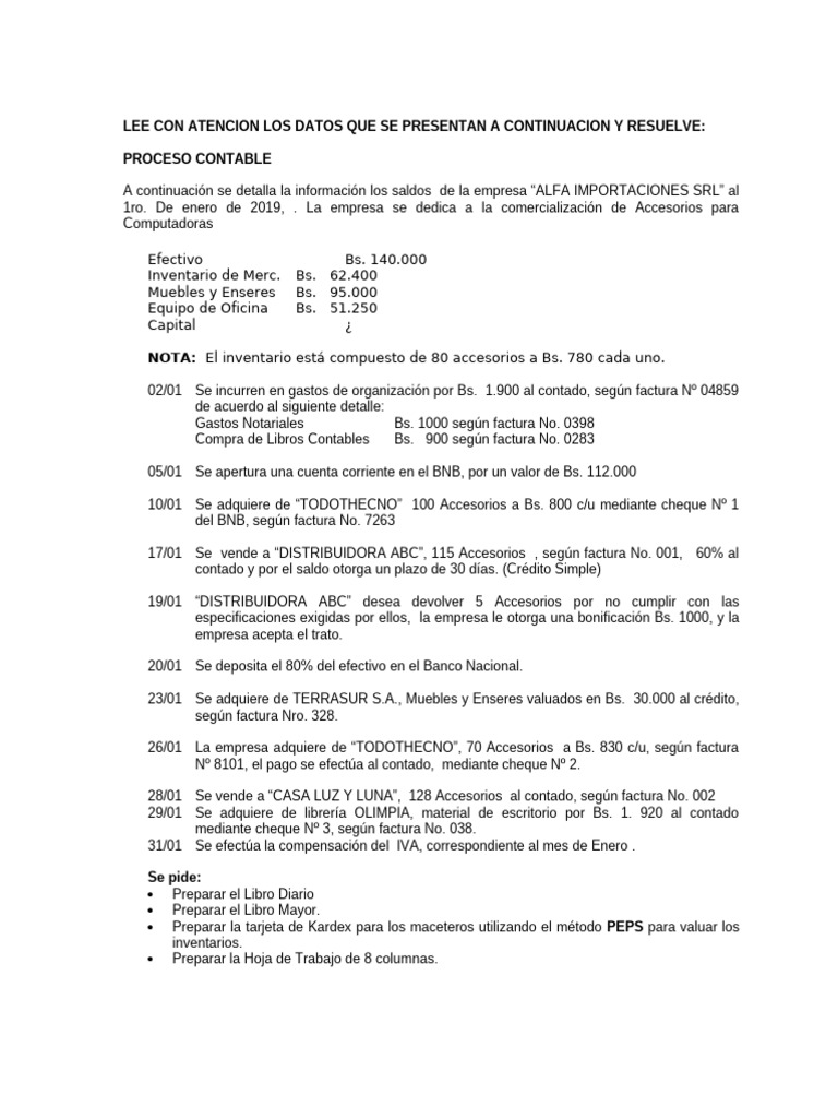 Practica Proc. Contable Emp Alfa. 2P | PDF