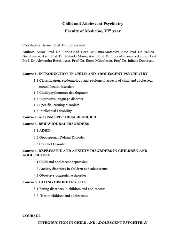 Child and Adolescent Psychiatry Overview | PDF | Intellectual ...