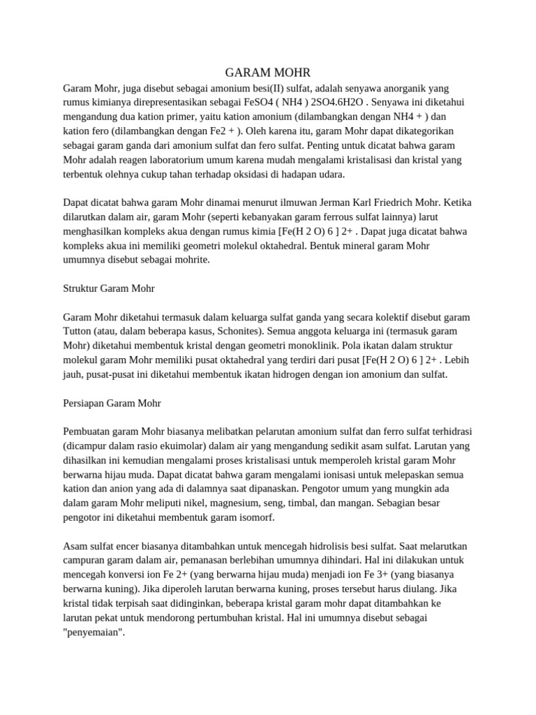 Rumus Dan Sifat Garam Mohr Pdf