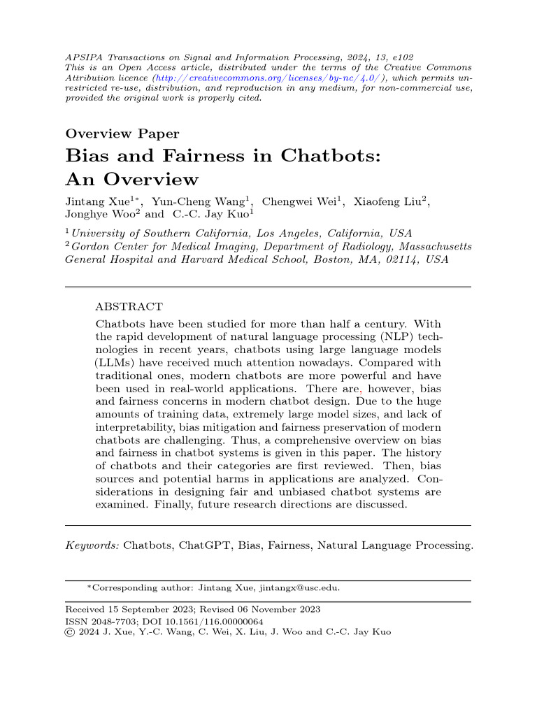 Bias and Fairness in Chatbots Overview | PDF | Machine Learning | Computing