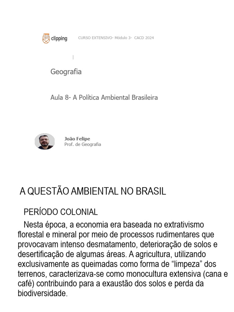 Política Ambiental no Brasil: História e Legislação | PDF | Declaração ...