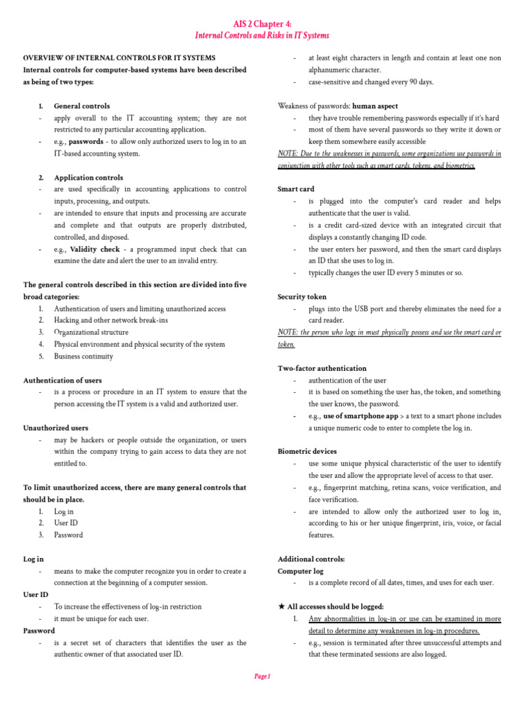 AIS 2 - Chapter 4 Handout | PDF | Security | Computer Security