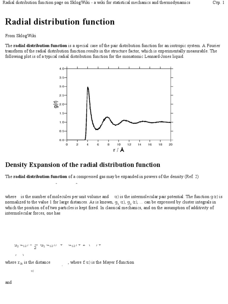 Radial Distribution Function Explained | PDF | Statistical Mechanics ...