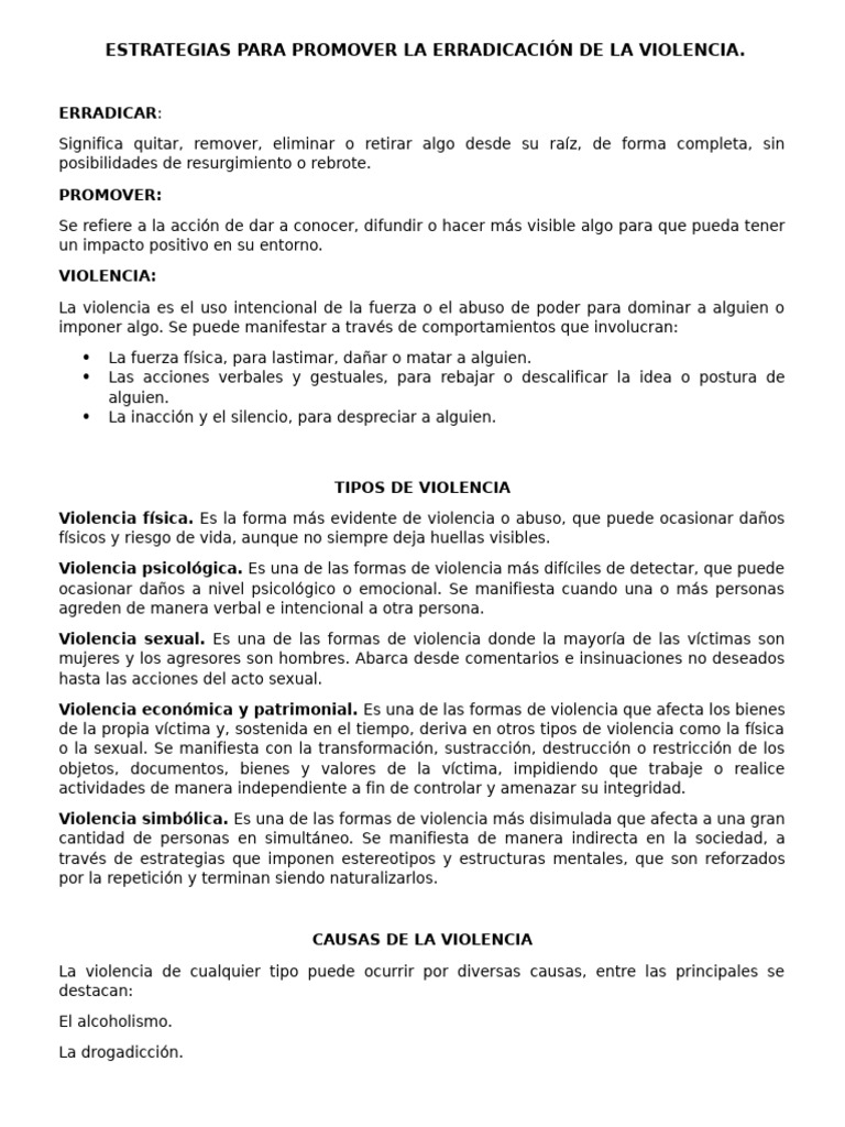 Estrategias para Erradicar la Violencia | PDF | Violencia | Agresión