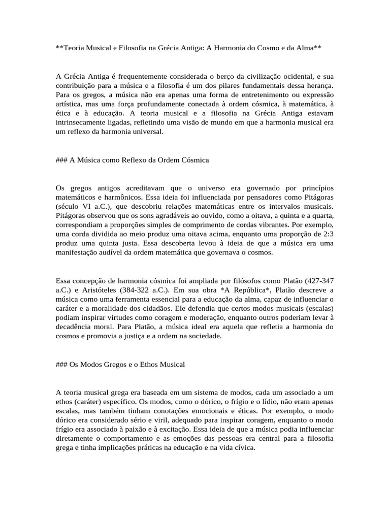 Harmonia Musical e Filosofia Grega | PDF | Notação musical | Aristóteles