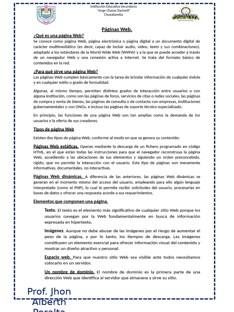 Elementos de Páginas Web Informativas | PDF | Red mundial | Internet y web