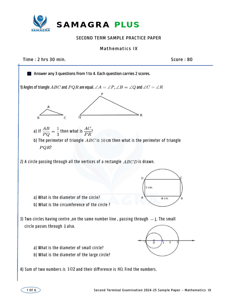 Question Paper 1733376910168 260893417 | PDF | Area | Circle