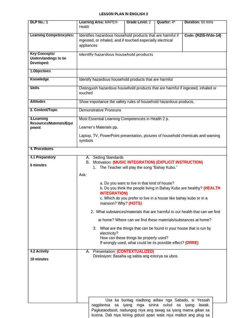 Lesson Plan in Health | PDF