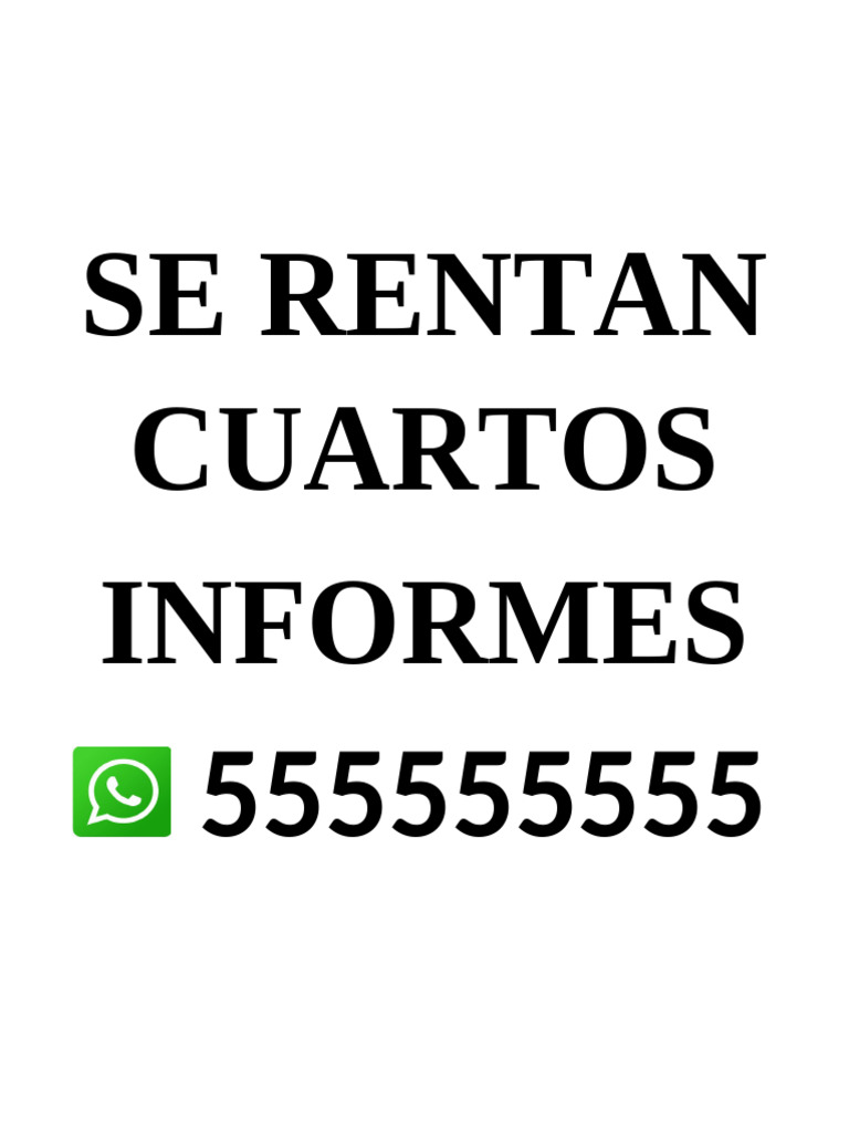 Cuartos en Renta - Contacto: 555555555 | PDF