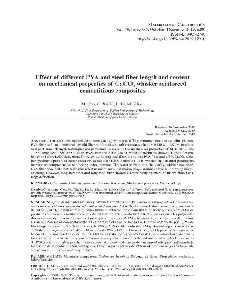 View of Effect of Different PVA and Steel Fiber Length and Content On ...