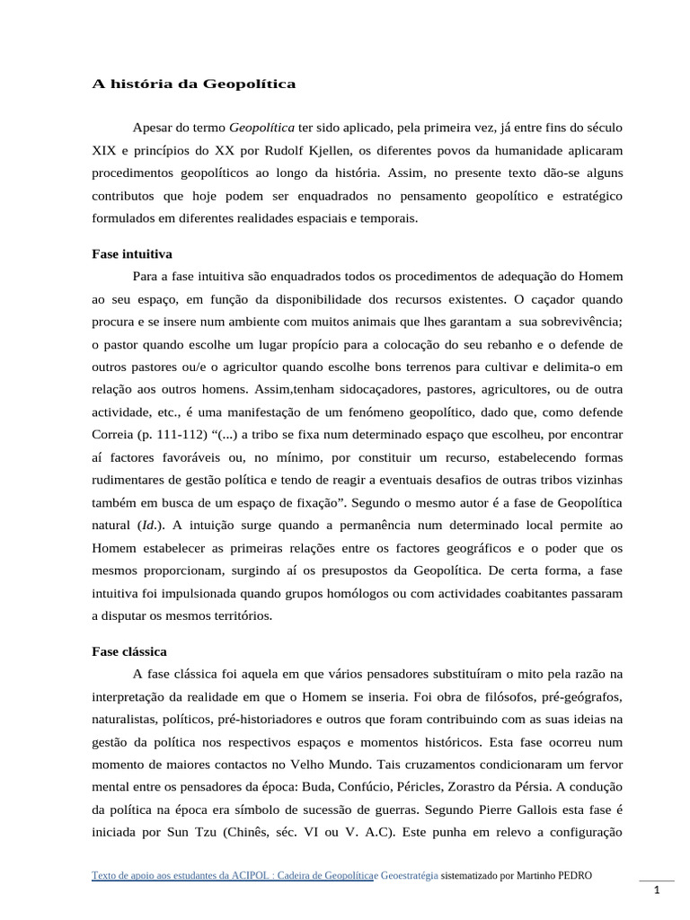 Evolução da Geopolítica na História | PDF | Geopolítica | Estado
