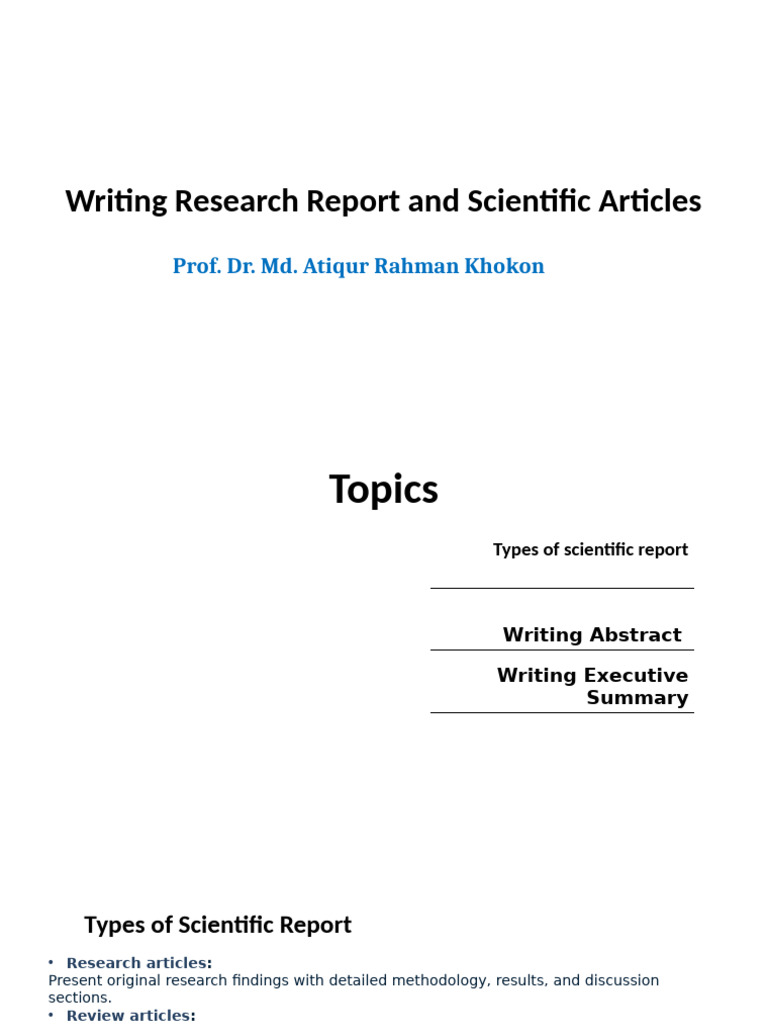 Guide to Writing Scientific Reports | PDF | Antimicrobial Resistance ...