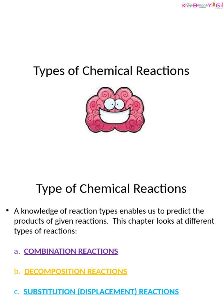 Types of Chemical Reactions Explained | PDF | Redox | Titration